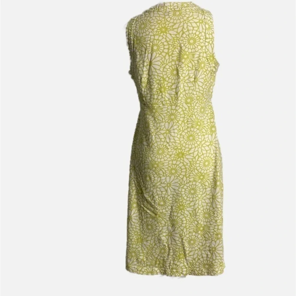 Madison Greenish-Yellow Floral Cotton V-Neck‎ Tank Midi Dress